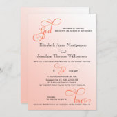 Soft Melon Script God is Love Christelijk Wedding Kaart (Voorkant / Achterkant)