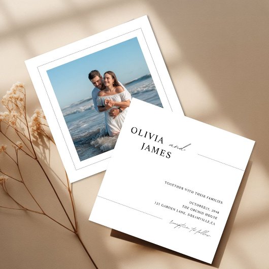 Soft Minimal Square Photo Wedding Invitation