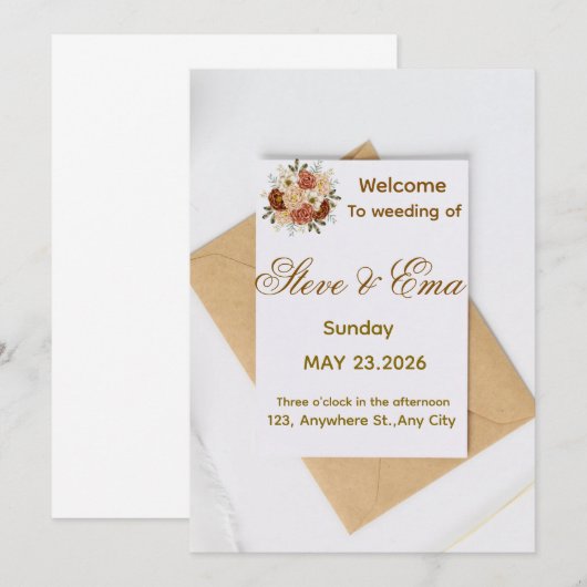 Soft Minimal Wedding Invitation | Elegant Romantic (Devant / Derrière)