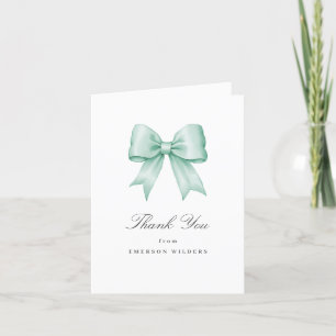 Soft Mint Green Vintage Satin Bow Carte de remerci