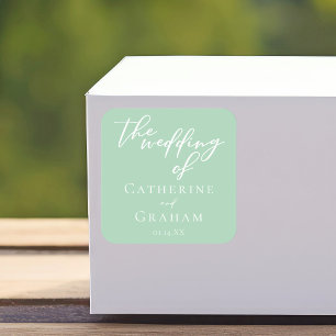 Soft Mint Green Wedding gepersonaliseerd Vierkante Sticker