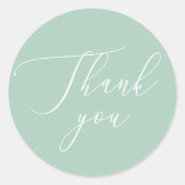 Soft Mint Green Wedding | Kalligrafie Dank u Ronde Sticker (Voorkant)