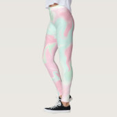 Soft Mint Groen Roze Swirl Design Leggings (Links)