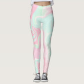 Soft Mint Groene Roze Swirl Design Valentijn Leggings (Voorkant)
