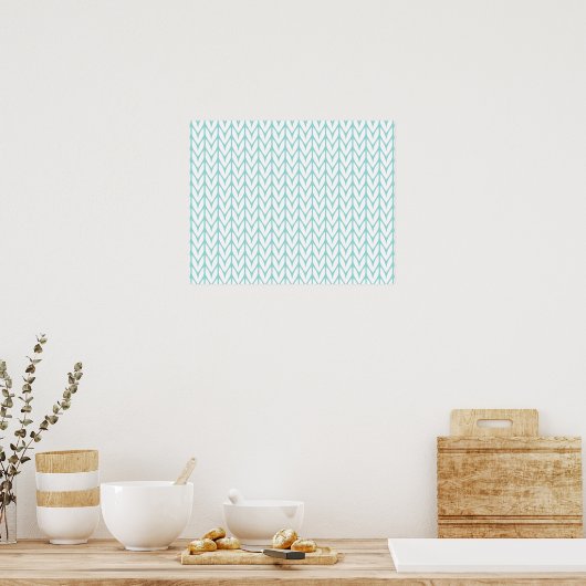 Soft Mint Yarn Chevrons Knit Pattern  Poster (Keuken)