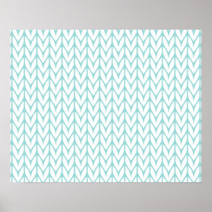 Soft Mint Yarn Chevrons Knit Pattern  Poster