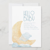 Soft Moon and Clouds Baby shower Invitation Kaart (Voorkant)