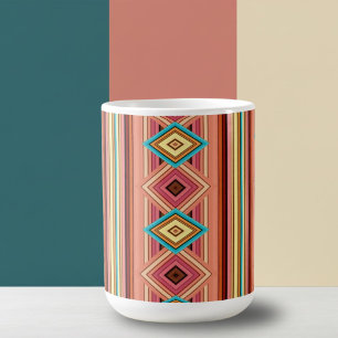 Soft Multi-Coloured Diamond & Stripes Specialty Mo Koffiemok