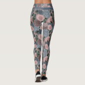 Soft Muted Peony Pattern met uw eigen quote Leggings (Achterkant)