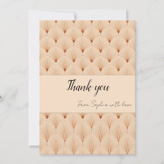 Soft Neutral Art Deco Thank You Card (Custom Text) Bedankkaart (Voorkant)