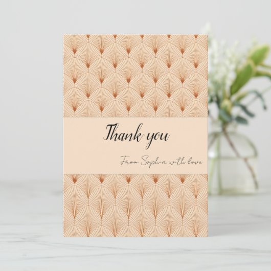 Soft Neutral Art Deco Thank You Card (Custom Text) Bedankkaart (Staand voorkant)