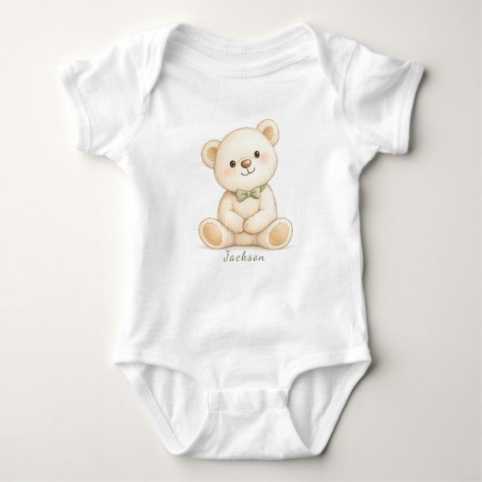 Soft Neutral Bear Baby Keepsake Romper (Voorkant)