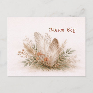 Soft Neutral Boho Feather Botanical Watercolor Briefkaart