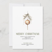 Soft Neutral Christmas Ornament Gold Script   Feestdagenkaart (Voorkant)