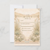 Soft Neutral Desert Florals Wedding RSVP Kaartje (Voorkant)