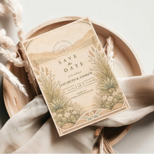 Soft Neutral Desert Florals Wedding Save The Date