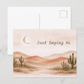 Soft Neutral Desert Moonlight Cactus Landscape Briefkaart (Voorkant / Achterkant)