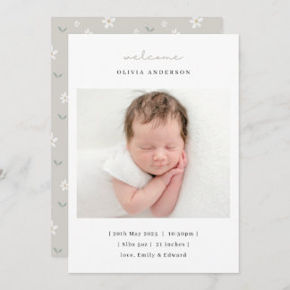 Soft Neutral Florals Birth Announcement Aankondiging
