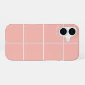 Soft Neutral Grid Pattern Minimal Check Design iPhone 16 Hoesje (Achterkant horizontaal)