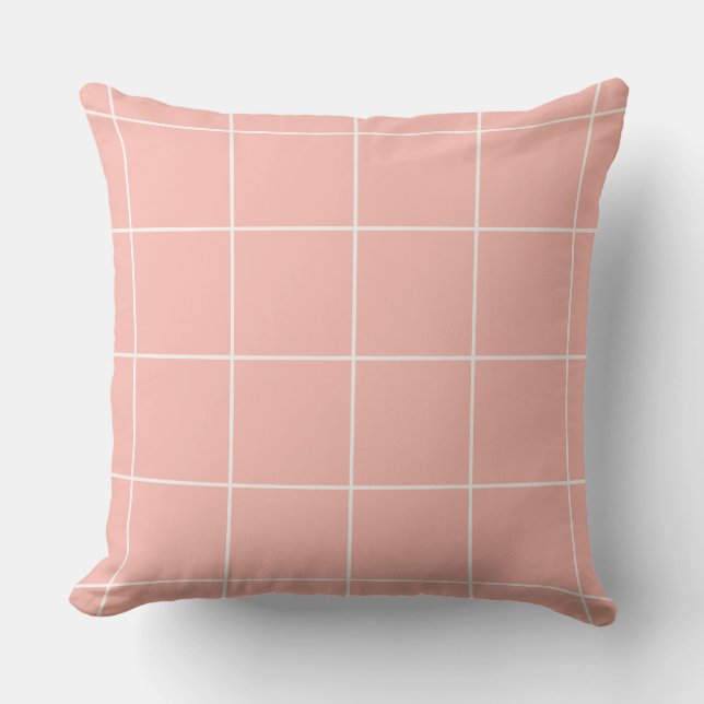Soft Neutral Grid Pattern Minimal Check Design Kussen (Voorkant)