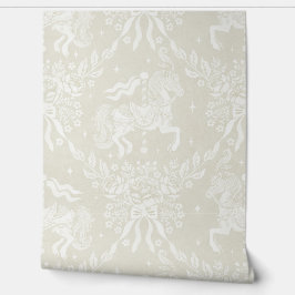  Soft Neutral Rococo Carousel Horses & Florals Behang
