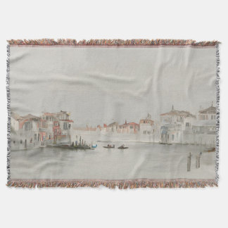 Soft Neutral Venice Canal Sketch Art Deken
