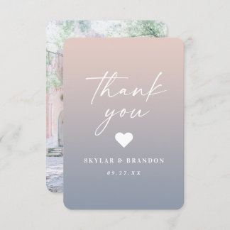 Soft Ombre Blush Pink & Dusty Blue Wedding Bedankkaart
