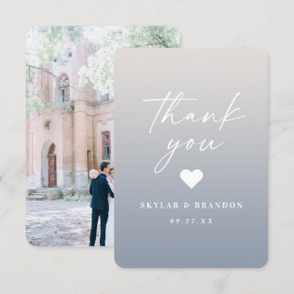 Soft Ombre Gardenia White & Dusty Blue Wedding Bedankkaart