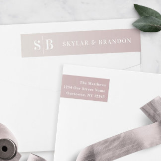 Soft Ombre Mauve & Off-White Wedding Monogrammed