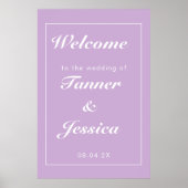 Soft Paars & White Modern Wedding Welcome Poster (Voorkant)