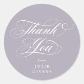 Soft Paarse Elegant Script Afstuderen Dank u Ronde Sticker (Voorkant)