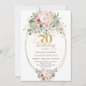 Soft Pale Pink Flowers 70th Birthday Invitation (Devant)
