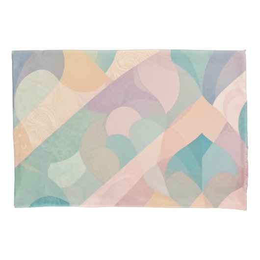 Soft Pastel Abstract Pillowcase with Organic Shape Kussensloop (Voorkant-Links)