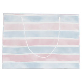 Soft Pastel Blue and Pink Watercolor Stripes  Groot Cadeauzakje