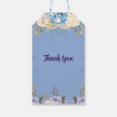 Soft Pastel Blue Flowers Lila Bloemen Baby shower Cadeaulabel (Achterkant)