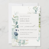 Soft Pastel Blue Green Foliage Vow Renewal Invite Bedankkaart (Voorkant)