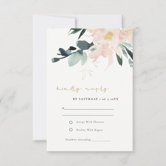 SOFT PASTEL BLUSH FLORAL BUNCH WATERVERF RSVP (Voorkant)