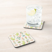 Soft Pastel Cactus & Succulent Pattern Bier Onderzetter (Rechterzijde)