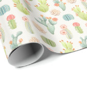 Soft Pastel Cactus & Succulent Pattern Cadeaupapier (Rol Hoek)