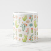 Soft Pastel Cactus & Succulent Pattern Extra Grote Beker (Voorkant)