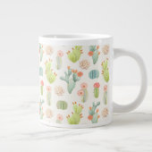 Soft Pastel Cactus & Succulent Pattern Extra Grote Beker (Rechts)