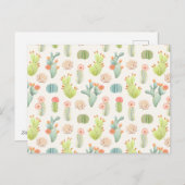 Soft Pastel Cactus & Succulent Pattern Feestdagenkaart (Voorkant / Achterkant)