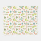 Soft Pastel Cactus & Succulent Pattern Fleece Deken (Voorkant (Horizontaal))