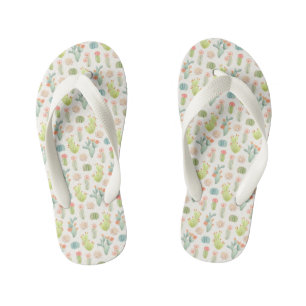 Soft Pastel Cactus & Succulent Pattern Kinder Teenslippers