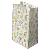 Soft Pastel Cactus & Succulent Pattern Klein Cadeauzakje (Achterkant Gekanteld)