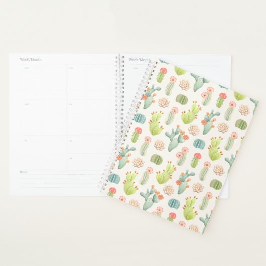 Soft Pastel Cactus & Succulent Pattern Planner (Display)