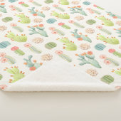 Soft Pastel Cactus & Succulent Pattern Sherpa Deken (3/4)