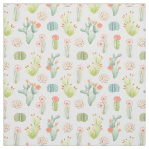 Soft Pastel Cactus & Succulent Pattern Stof
