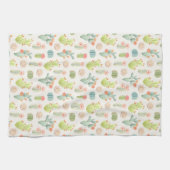Soft Pastel Cactus & Succulent Pattern Theedoek (Horizontaal)