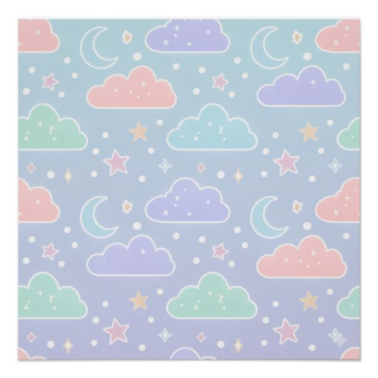 Soft Pastel Cloud Wall Art Poster Perfect Poster (Voorkant)